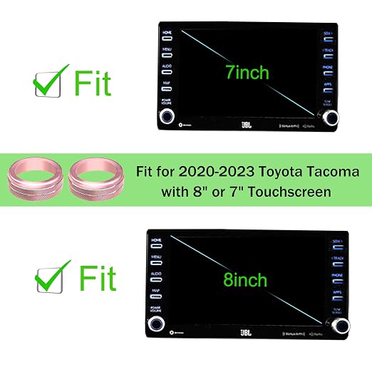 for Toyota Tacoma Accessories 2023 2022 2021 2020 with 8" or 7" Touchscreens Knob Covers - AC Vent Ring Button Knob Covers for Air Conditioner Volume Mirror Push Start Stop Button Trim 12Pcs (Pink)
