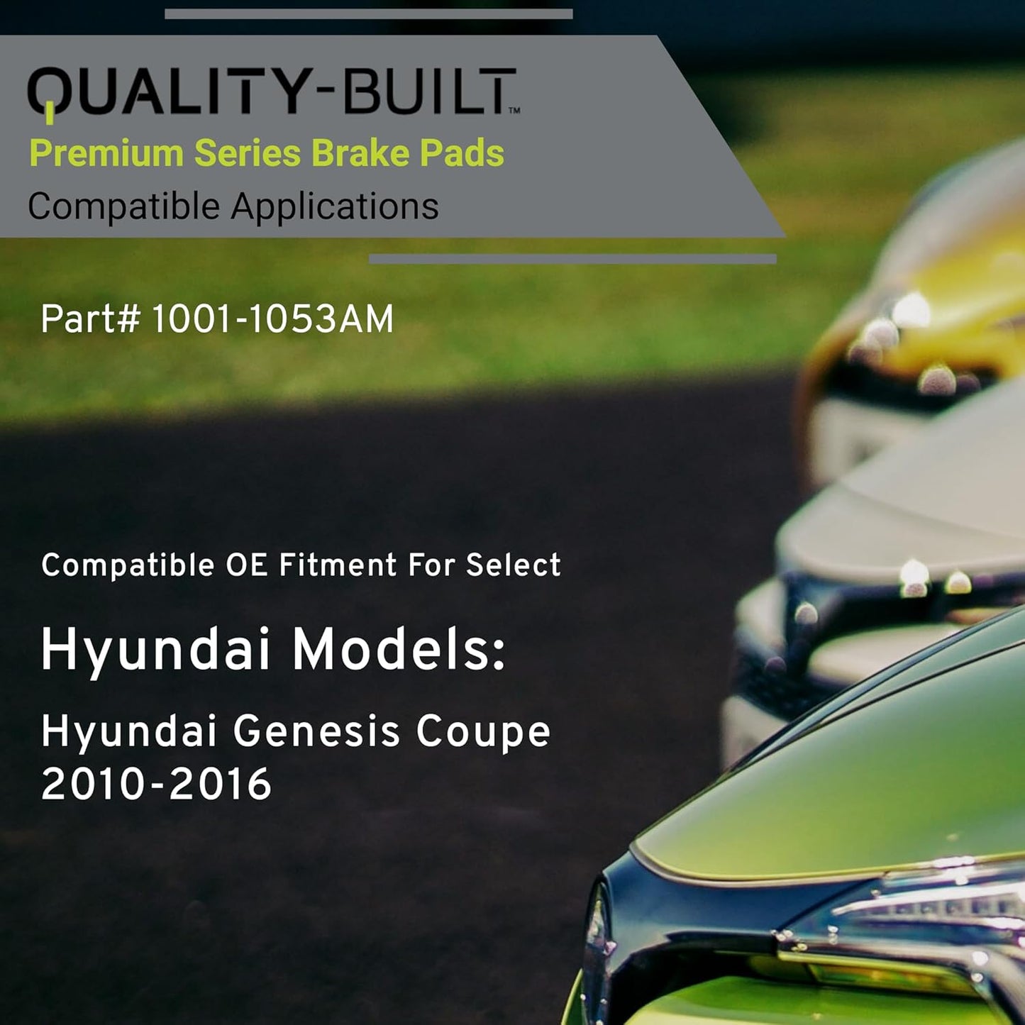 Premium Semi-Metallic Rear Brake Pads (1001-1053AM) Compatible with Hyundai Genesis Coupe 2010-2016