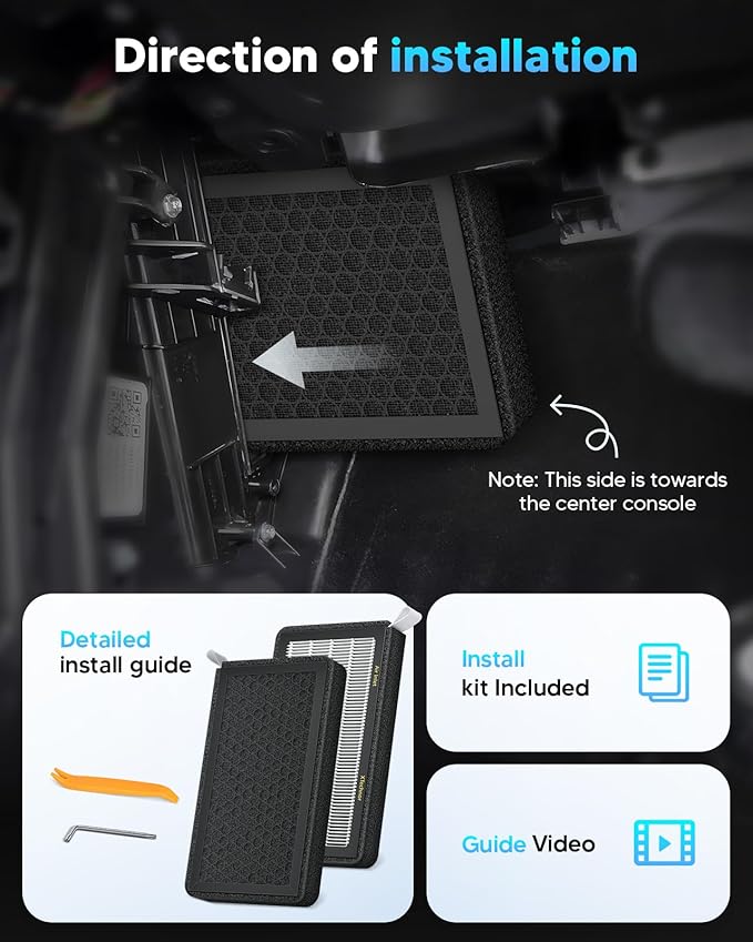 HEPA Air Filter for Model Y Model 3 2016-2026, 2 Pack Cabin Air Filter with Activated Carbon for 2024/2025/2026 Juniper Highland Upgraded Version