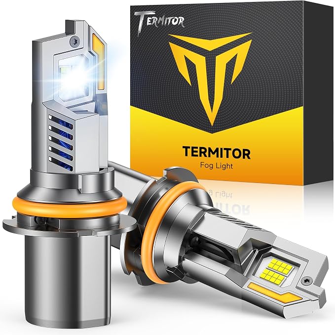 Termitor 9007/HB5 Light Bulbs, 100,000LM 15X Ultra Brightness, 1:1 Halogen Size, 6500K Cool White, Canbus Ready, 9007 Fog Off-Road Light Bulbs, Plug and Play, Pack of 2