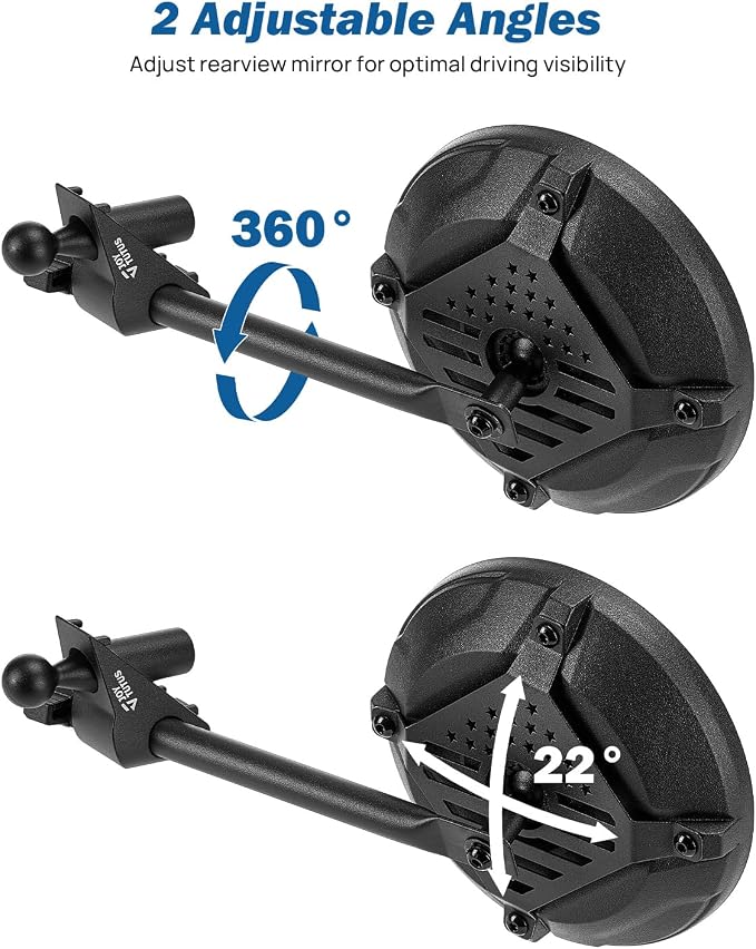 JOYTUTUS Doors off Mirrors Compatible with 2018-2023 Wrangler JL & 2020-2023 Gladiator JT, Off-Road Rearview 6 Inch Mirror with Ball Adapter, Broad Vision, No Shaking, US Flag Pattern