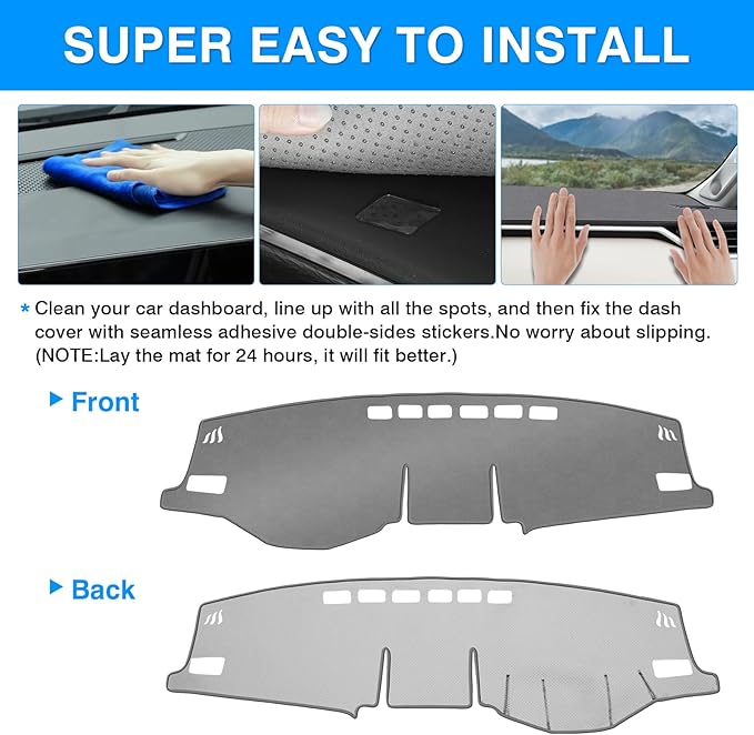 Autorder Gray Dashboard Cover Mat for Toyota RAV4 2019-2025 Accessories Dash Cover Upgrade Polyester Dash Mat Sunshade Glare UV Rays Protector