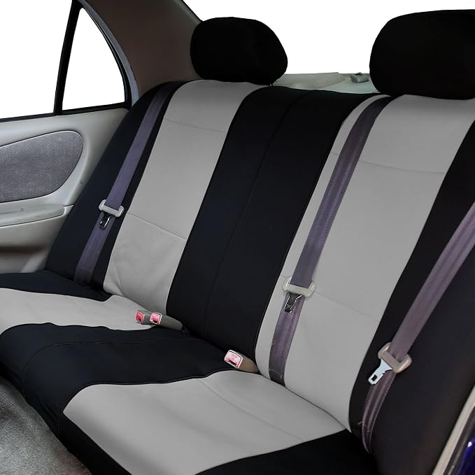 FH Group Neoprene Seat Covers Full Set – Universal Fit for Cars Trucks and SUVs (Gray) FB083115 + F11306