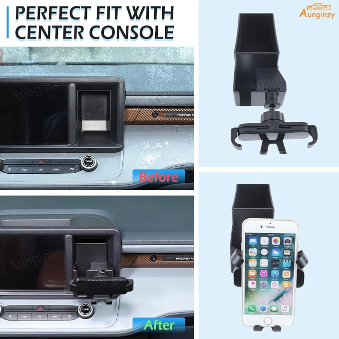 Aunginsy Car Hidden Screen Drawer Organizer with Phone Holder Compatible with Ford Maverick 2022-2024 Center Console Multimedia Display Right Side Panel Storage Box Truck Dash Cubby Insert Accessories