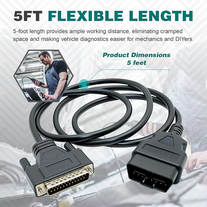 5FT OBD2 OBDII Cable Fit for Zurich ZR11 ZR13 ZR15 Scan Tool Code Reader Scanner, Replace 63807 63806 56218 Diagnostic Scan Tool Cord