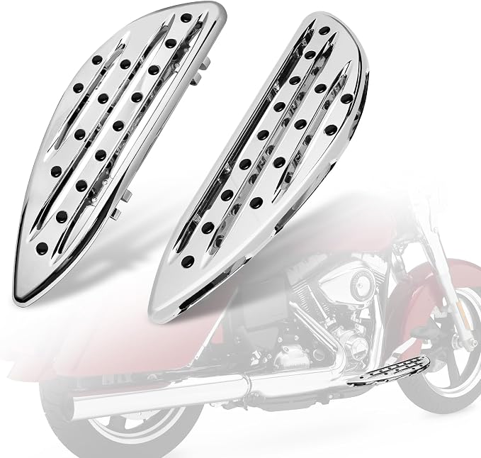 Goldfire Large Floorboards Driver Footpegs CNC Blade Aluminum Front Rider Foot Rest Pedal Motorcycle Accessories Fit for Harley Touring 1984-2017, Softail FL 1986-2017, Dyna FLD, Chrome