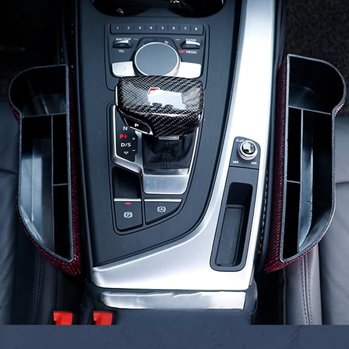 Bling Bling Car Seat Organizer Front Seat Gap Filler with Crystal Rhinestones Diamond, PU Leather Car Seat Console Storage Organizer for Car Accessories (2 Pack Dark Blue)