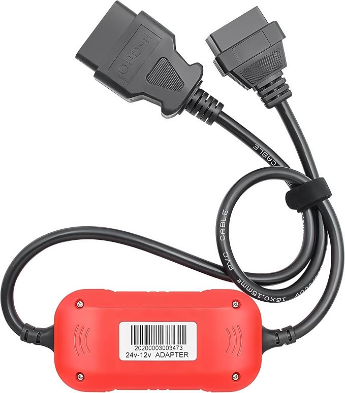 A0281 OBD2 Adapter 24V to 12V for Heavy Diesel Truck, for Launch X431 Easydiag 2.0/3.0/GOLO and Thinkdiag OBD2 Scanner. (Red)