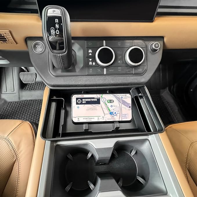 Console Storage Box for 2025-2026 Land Rover Defender 90 110 130 Upper Storage Compartment for Lower Center Console Organizer Tray Interior Trim Modification Accessories (Upper Storage Box)