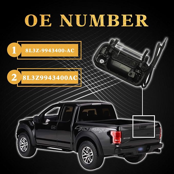 Rear Tailgate Handle Camera Backup Camera Fits for Ford F150 F250 F350 F450 F550 Explorer Sport Trac Mark LT 2004-2016 8L3Z-9943400-AC (Black)