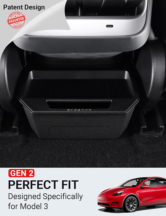 BASENOR Model 3 Rear Center Console Organizer and Control Lower Bottom Storage