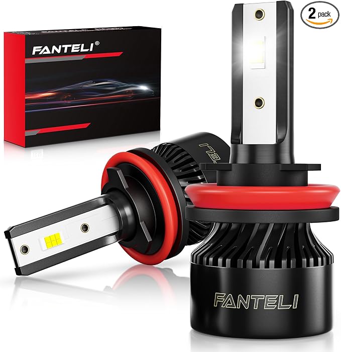𝐇𝟏𝟏/𝐇𝟗/𝐇𝟖 Bulbs 800% Brighter 34000LM 6500K Cool White, Backup 1:1 Design with Cooling Fan, Plug and Play Quick Install Off Road Lights, Pack of 2