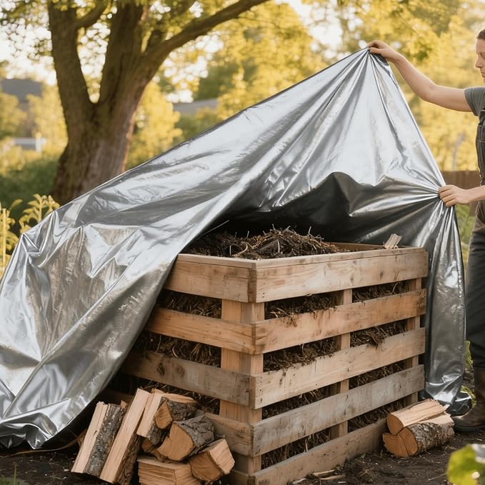 Sliver Tarps Heavy Duty Waterproof, 12 Mil Large Tarps with Grommets and Reinforced Edges, UV Tear Fade Resistant, Heavy Duty Tarps for Outdoors Patio Camping, 7 * 7FT