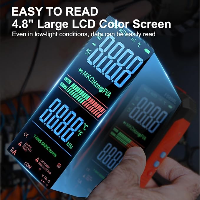 Digital Multimeter with USB Charging Capability Digital Multimeter Fully Automatic Digital-Display FS899L Color Screen for Accurate Electrical Measurements Including Voltage Current Readings(FS899L)