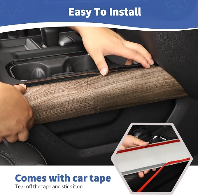 for Silverado Center Console Gear Shift Panel Trim Cover Fit for Chevy Silverado 2022+ Brown Wood Grain Interior Accessories 4pcs