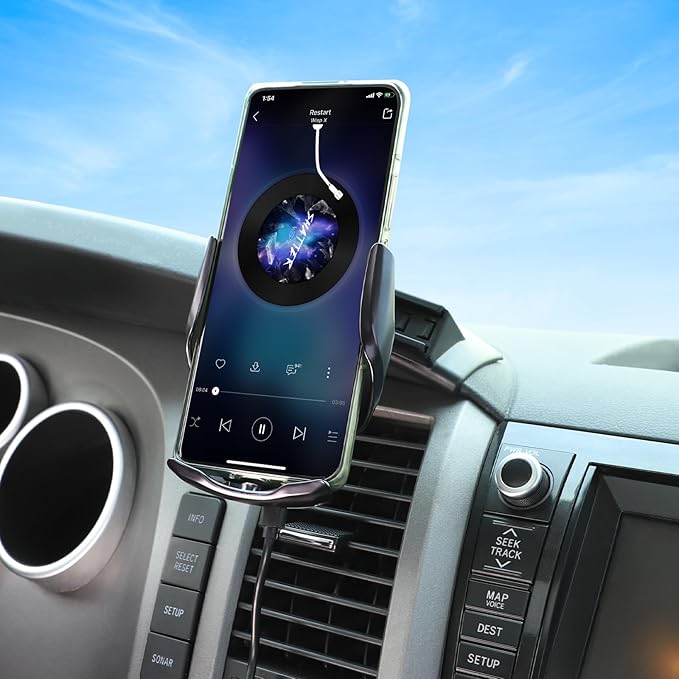 Aunginsy Car Phone Mount Compatible with Toyota Tundra/Sequoia 2007-2013 Center Console Air Outlet Vent Upper Panel Mobile Phone Holder Instrument Hands-Free Cell Phones Navigation Bracket Accessories