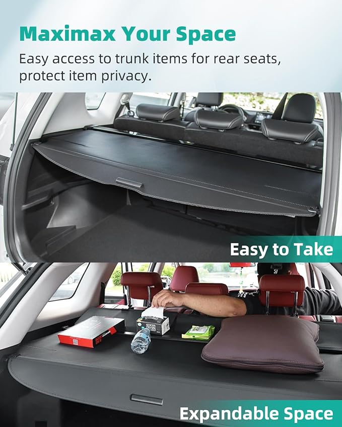 SCITOO Cargo Cover 2020-2023 Fit for Cadillac XT5 2.0L Upgraded Retractable Rear Trunk Cover with Aluminum PVC&Plastic