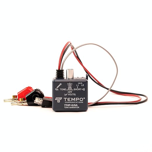 TEMPO 77HP-G/6A Tone Generator w/ABN Clips | Cable Tracing, Continuity Testing, Polarity Testing | RJ11, RJ45 | Twisted Pair & Coaxial Cables | Professional Grade Wire Tracer