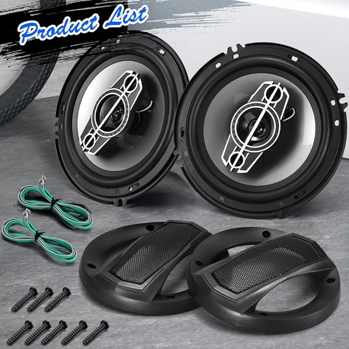 6" 4-Way Dome Tweeters Coaxial Car Speakers, 350 Watts Car Audio Speakers with PEI Dome Tweeters, 4 Ohm Vehicle Coaxial Speaker for Universal Car Stereo Speaker Replacement (Pair)