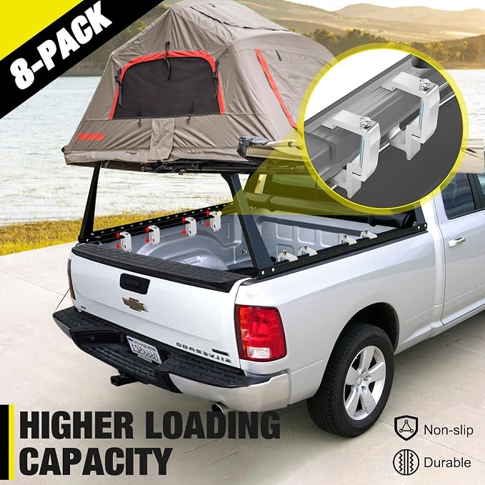 moveland Upgraded 8 PCS Truck Topper Clamps - Heavy Duty Camper Shell Clamps for Chevy Silverado Sierra/Dodge Dakota Ram 1500 2500 3500, F150 F250, Titan, Tundra