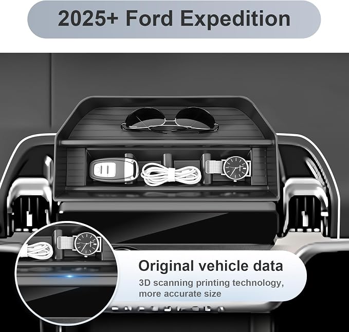 SKTU for 2025 2026 2027 Ford Expedition Dashboard Organizer 2025-2027 Expedition Behind Screen Organizer 2025 2026 2027 Expedition Dashboard Tray Ford Expedition 2025 2026 2027 Accessories ABS Tray
