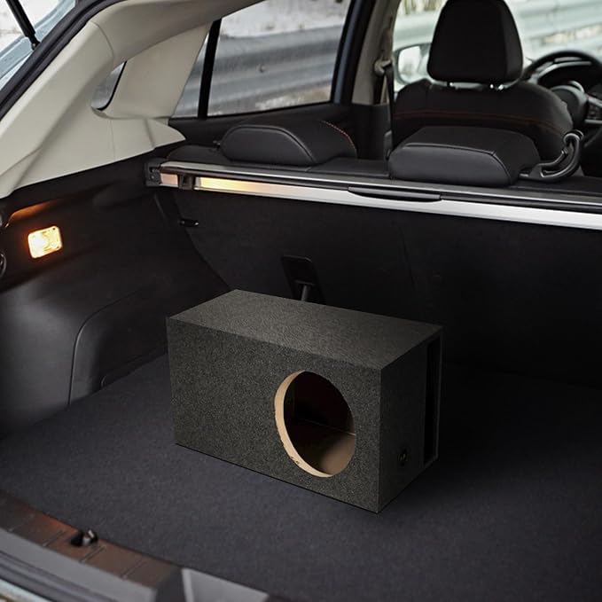 QPower 15 Inch Heavy Duty Single Vented Carpet Covered Durable Car Audio Extra Large Vehicle Subwoofer Enclosure Woofer Box, Charcoal Gray