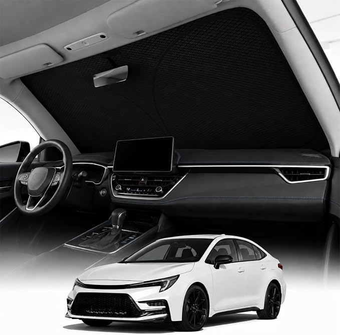 REEVAA 2026 3rd Pro Windshield Sunshade for 2019-2026 Toyota Corolla | Dual-Layer Heat & Sun Defense, OEM Design | Foldable Sun Shade Car Accessories with Storage Bag