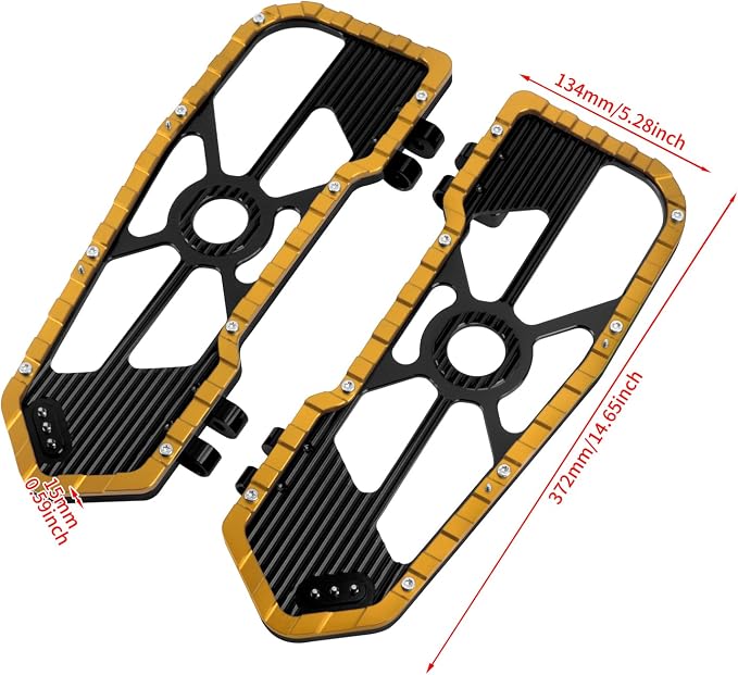 Motorcycle Floorboards Driver Footboards Wide Foot Pegs Board Pedal Compatible with Toouing Electra Road Street Glide Softail Road King Yellow Edge