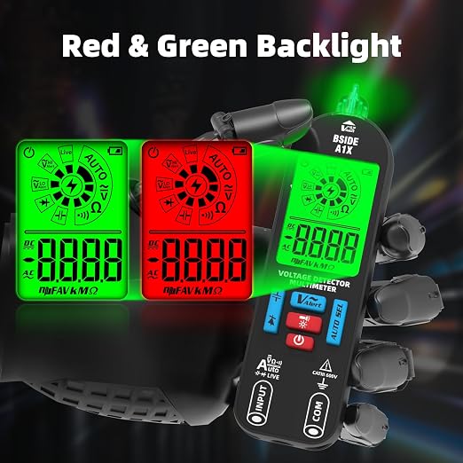 BSIDE Smart Digital Multimeter Tester Rechargeable Electrical Voltmeter Capacitance Diode Continuity Resistance Live Check AC DC Voltage Tester