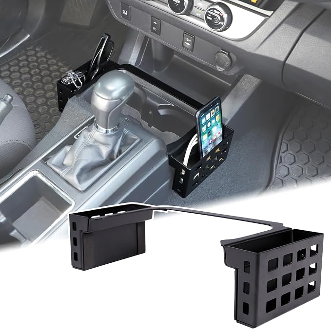 Aunginsy Center Console Gear Shift Storage Basket Compatible with Toyota Tacoma 3rd Gen 2016-2023 Aluminum Gear Shift Side Organizer Tray Armrest Storage Box Accessories, Not Fit Manual Transmission