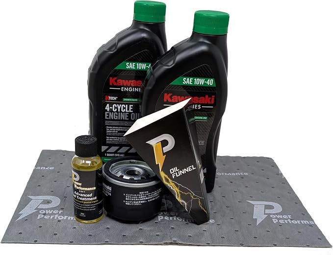 Power Performance 10W-40 Oil Change Kit for Kawasaki 49065-0721 (0736) and Fuel Treatment