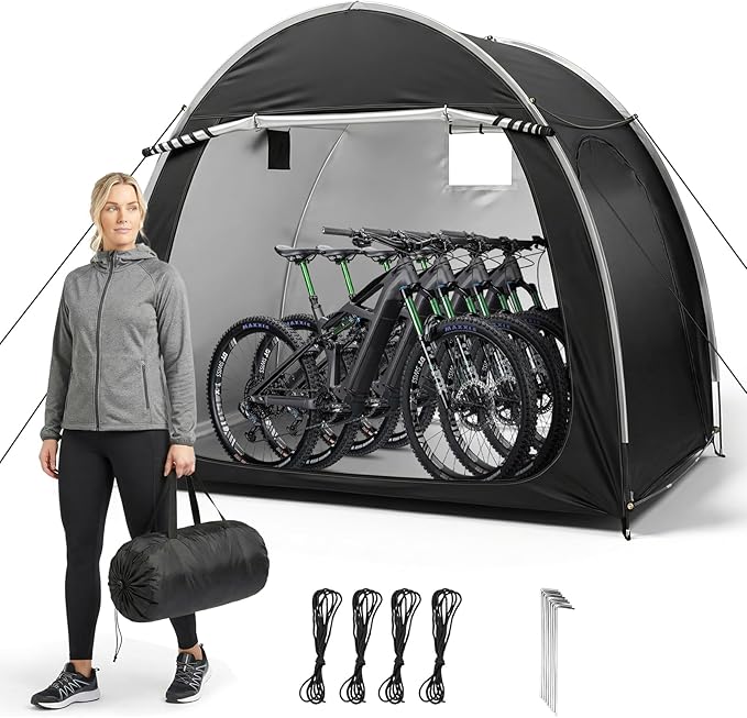 Outvita Bike Tent, Outdoor Portable Bicycle Storage Sheds with 210D Oxford Fabric PU4000 Waterproof Cover for 2-3 Bikes, Storage Cover Shelter for Motorcycle,Garden Tools,Toys,Lawn Mower