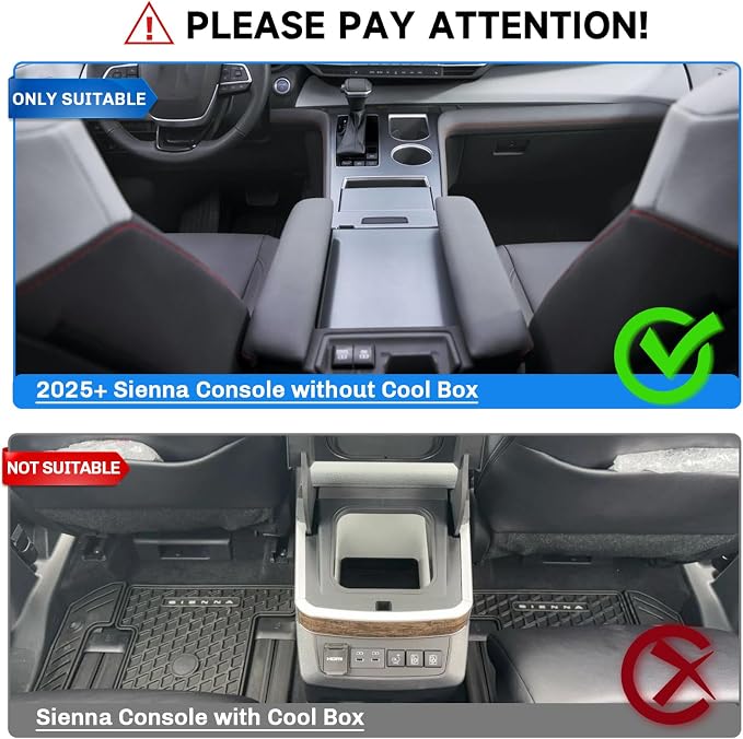 SXCY for 2025 2026 Toyota Sienna Center Console Organizer [Not for Console w/Cool Box] for 2021-2026 Toyota Sienna Accessories 2021-2026 Sienna Armrest Console Organizer 2024-2026 Sienna Console Tray