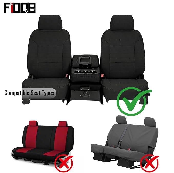 Front Thickened Composite Fabric Seat Covers for Chevy Silverado GMC Sierra 1500 Crew Cab 2019-2026 Durable Cloth Composite Foam with Headrest and Console Covers-Black