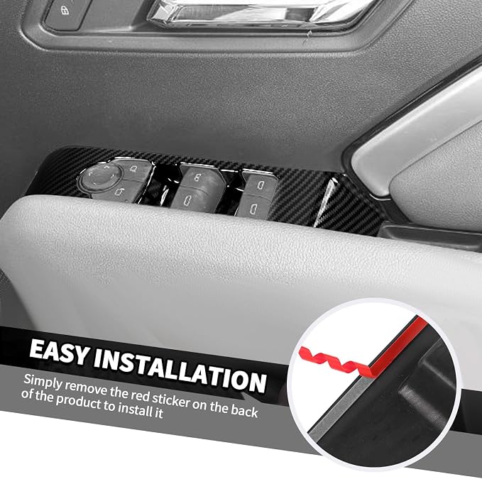 Jimen Fit for Chevrolet Colorado/GMC Canyon 2023-2025, Window Lift Switch Panel Cover Trim (Carbon Fiber)