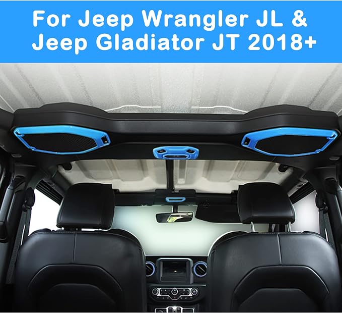 CheroCar 21PCS Full Set Interior Decoration Trim Kit for 2018-2021 Jeep Wrangler JL JLU & Gladiator JT Steering Button Frame, Air Conditioning Vent, Reading Light, Speaker (Light Blue)