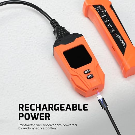Rechargeable Circuit Breaker Finder & Electrical Circuit Tracer with GFCI Outlet Tester, NCV Voltage Detector, LCD Display, Flashlight, Audible/Visible Alerts, Carrying Case & 3 Adapters, 90-135V AC