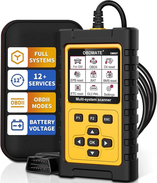 OBD2 Scanner Diagnostic Tool for GMC/Buick/Chevrolet/Cadillac, OM507 All Systems Diagnostic with 12 Resets (Oil/ETC/EPB/ABS/SAS/BAT Register...), Full OBDII Functions Read&Erase Fault Codes