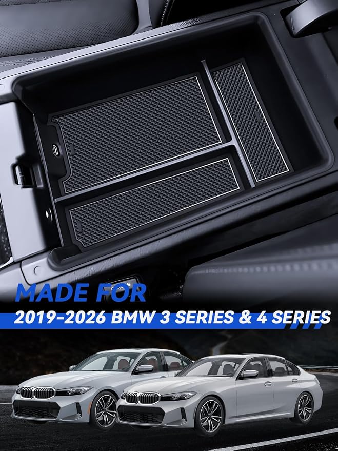for BMW 330i Center Console Organizer (2019~2026) BMW 430i/M440i/M4 Coupe & (2023~2026) 330i/M340i/M3 Accessories Armrest Tray Middle Storage Box Insert Container Durable ABS Plastic