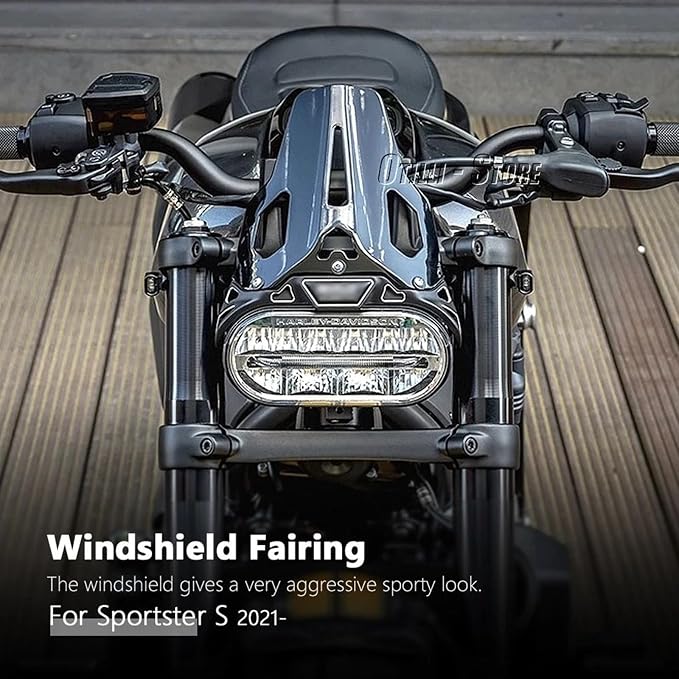New Motorcycle Windshield Fits for Sportster S / Sportster S RH1250S 2021 2022 2023 Motorcycle Sports Oriented Black PC Windscreen Fairing Wind Deflector Wind Screen