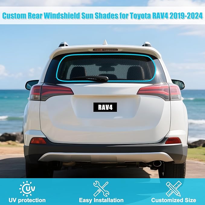 ZATOOTO Rear Window Sun Shade for Toyota RAV4 2019-2024, Visible Back Windshield Shades for Safety Driving UV Rays Protection Reduce Heat Mesh Window Shade for Baby in Car