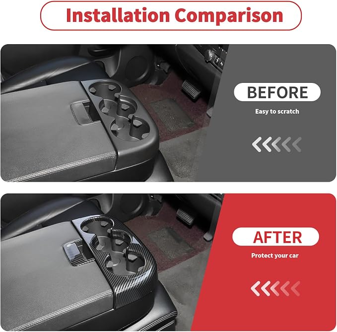 Linskip Center Console Cup Holder Cover Compatible with 2007-2013 Chevy Avalanche Silverado Suburban Tahoe & GMC Yukon/Sierra Jump Seat, Cup Holder Trim, Interior Accessories Carbon Fiber