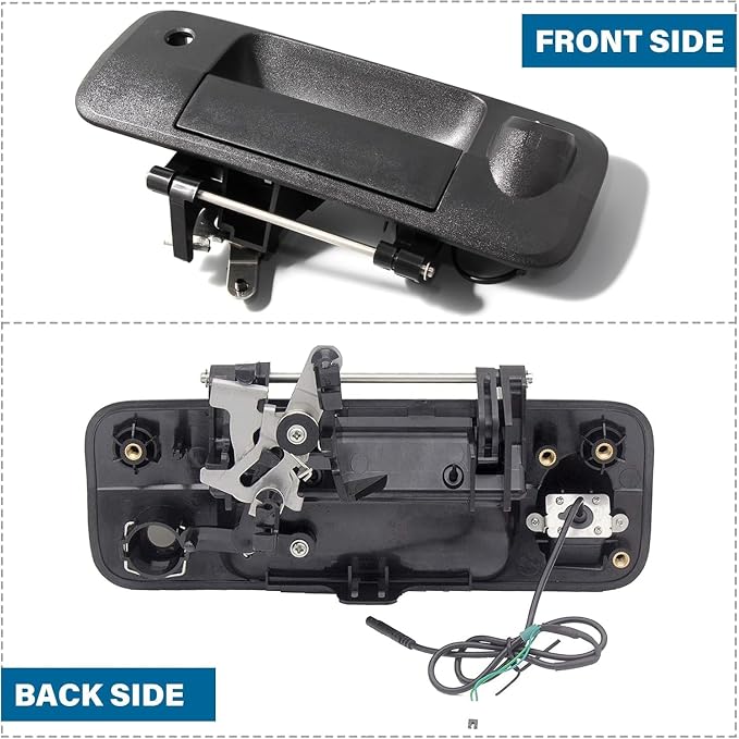 EWAY for Toyota Tundra 2007-2014 4.3" Rear View Mirror Monitor with Tailgate Handle Backup Camera Kit Parking Waterproof CCD Reverse Reversing Night Vision Car Safety Backing Auto Cameras