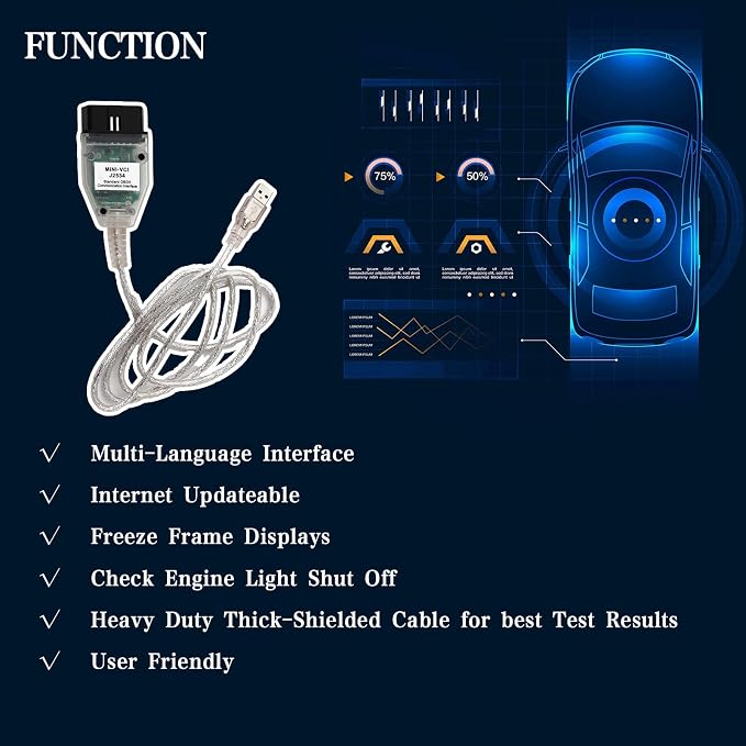 VCI J2534 Cable Fit for Toyota TIS Techstream - Latest Version V16.00.017, Firmware V1.4.8, Cable OBD2 Diagnostic Cable, Scanner Adapter Diagnostic Cable Scan Tool, Support Win XP WIN7 WIN10 32/64bit