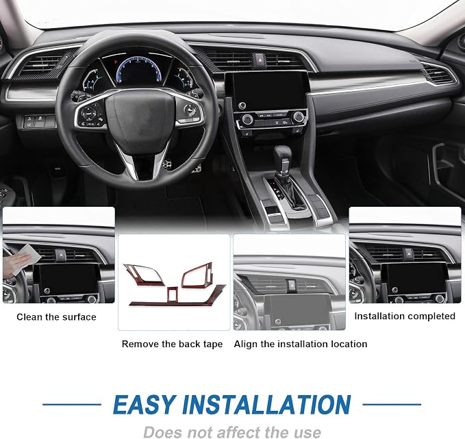 Carbon Fiber AC Air Vent Cover Compatible with Honda Civic 10th Gen 2016-2021