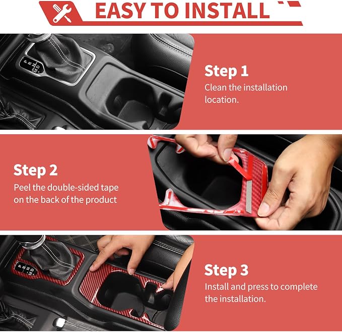 23pcs Full Set Interior Trim Kit for Jeep Wrangler JL JLU Gladiator JT 2018-2023 Steering Wheel Door Handle Air Conditioning Vent Cup Holder Reading Light Headlight Gear Cover, Red Carbon Fiber