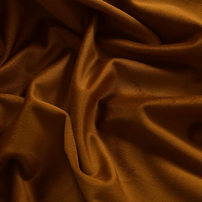 Roslynwood Luxury Soft Brown Velvet Curtains 84 inches Long Back Tab Thermal Insulated Blackout Window Drapes for Living Room/Bedroom/Dining Room, W52 x L84, 2 Panels