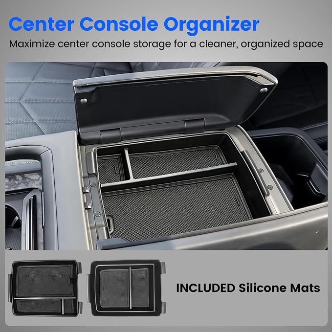 Center Console Organizer for 2027 Kia Telluride (Double Layer) + Central Storage Mat for 2027 Telluride (X-Line SX/X-PRO SX/SX Presitige/X-Line SX Presitige/X-PRO SX Presitige) Accessories