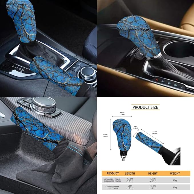 KEIAHUAN Blue Branch Camo Auto Accessories Cars Seat Covers Includes Steering Wheel Cover Headrest Cover Gear Shift Cover Handbrake Cover Cupholder Coaster Universal Fit 11 Pcs for Women Men