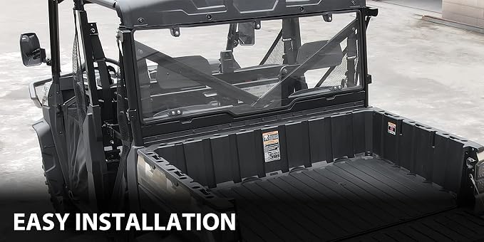 SAUTVS Clear Polycarbonate Rear Windshield Back Window for Polaris Ranger XP 1000/1000/Crew 2017-2026, XP 900/570/Diesel 2013-2025 with All Seal Quick Installation Accessories (Compatible with Roof)